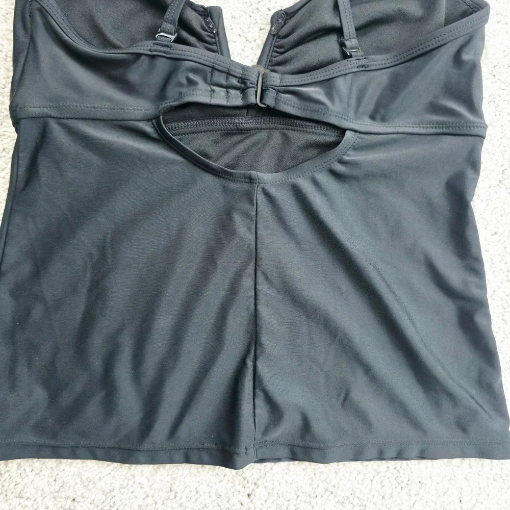 Collections by Catalina‎ Tankini Top Womens S 4-6 Black Ruched Flattering Swim